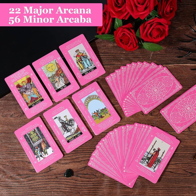 Fofeadm Pink Tarot Cards for Beginners with Meaning on Them, Tarot Deck Cards with Guide Book - Image 4